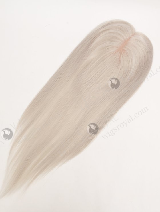 In Stock European Virgin Hair 16" All One Length Straight Platinum Gray Color Hair Topper Topper-195-32419