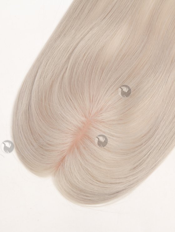 In Stock European Virgin Hair 16" All One Length Straight Platinum Gray Color Hair Topper Topper-195-32421