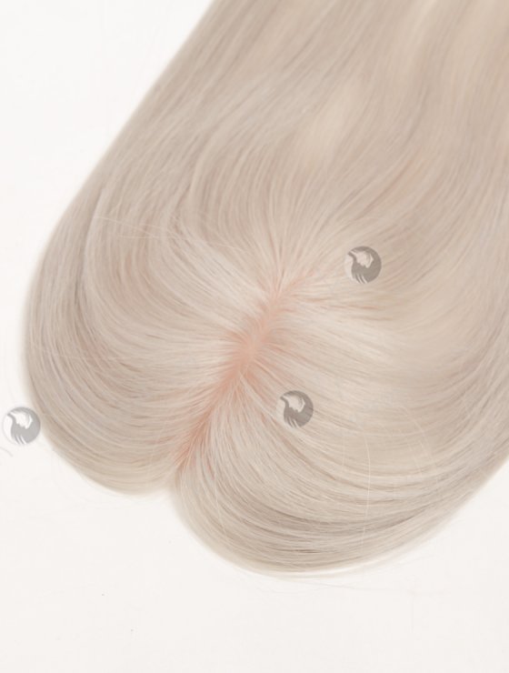 In Stock European Virgin Hair 16" All One Length Straight Platinum Gray Color Hair Topper Topper-195-32420