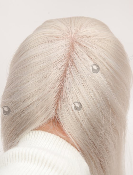 In Stock European Virgin Hair 16" All One Length Straight Platinum Gray Color Hair Topper Topper-195-32422