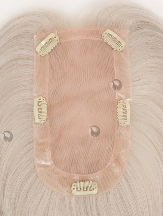 In Stock European Virgin Hair 16" All One Length Straight Platinum Gray Color Hair Topper Topper-195-32424