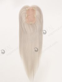 In Stock European Virgin Hair 16" All One Length Straight Platinum Gray Color Hair Topper Topper-195