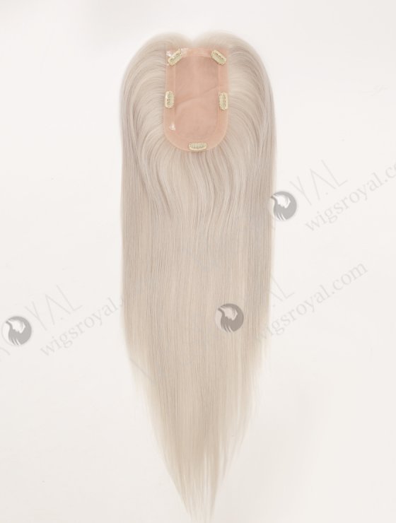 In Stock European Virgin Hair 16" All One Length Straight Platinum Gray Color Hair Topper Topper-195-32425