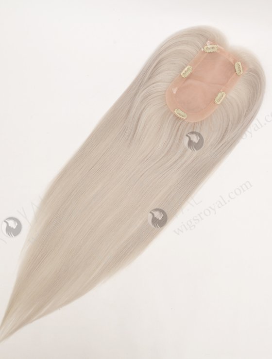 In Stock European Virgin Hair 16" All One Length Straight Platinum Gray Color Hair Topper Topper-195-32426