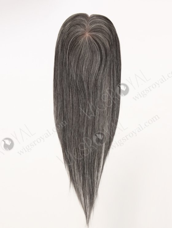 In Stock European Virgin Hair 16" All One Length Straight Gray Color Hair Topper Topper-191-32550