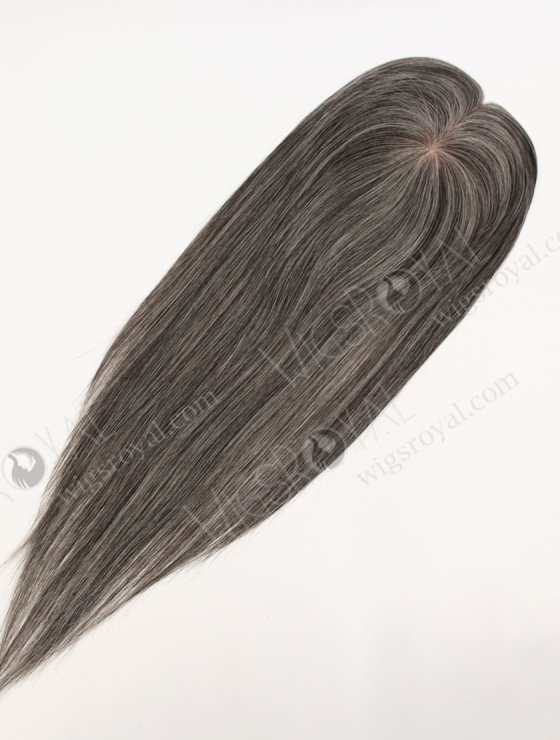 In Stock European Virgin Hair 16" All One Length Straight Gray Color Hair Topper Topper-191-32551
