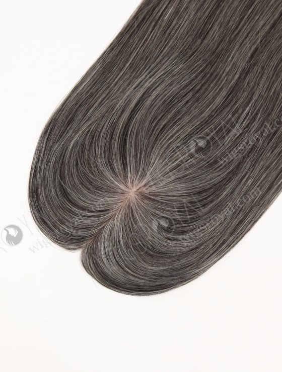 In Stock European Virgin Hair 16" All One Length Straight Gray Color Hair Topper Topper-191-32552