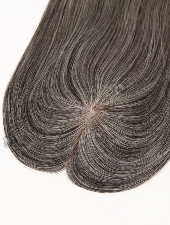 In Stock European Virgin Hair 16" All One Length Straight Gray Color Hair Topper Topper-191-32553