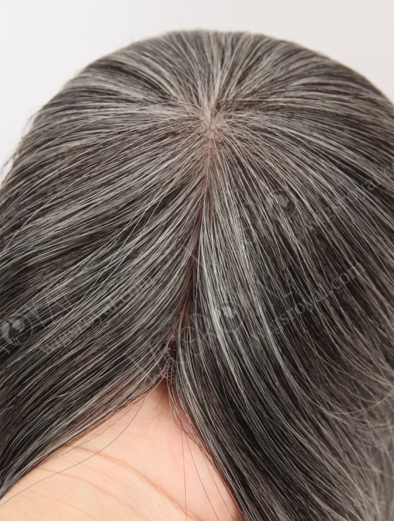 In Stock European Virgin Hair 16" All One Length Straight Gray Color Hair Topper Topper-191-32554