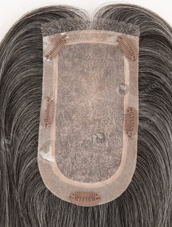 In Stock European Virgin Hair 16" All One Length Straight Gray Color Hair Topper Topper-191-32555