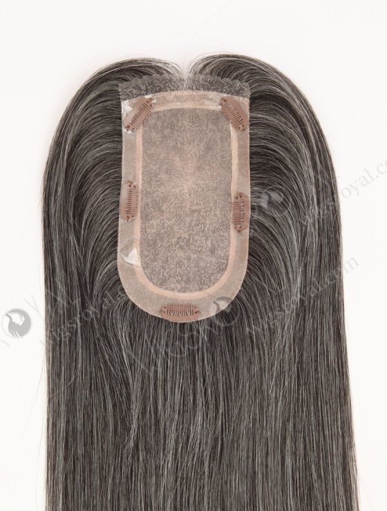In Stock European Virgin Hair 16" All One Length Straight Gray Color Hair Topper Topper-191-32557