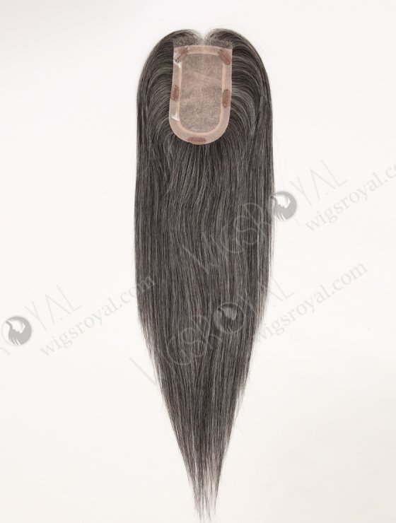 In Stock European Virgin Hair 16" All One Length Straight Gray Color Hair Topper Topper-191-32556