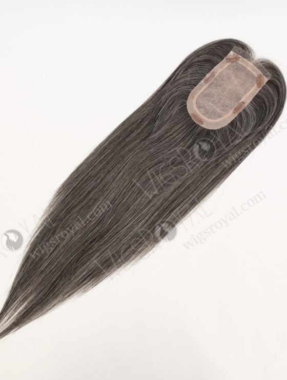 In Stock European Virgin Hair 16" All One Length Straight Gray Color Hair Topper Topper-191-32558