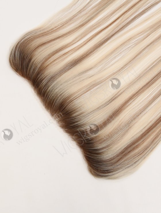 In Stock European Virgin Hair 16" Straight T9/60# With 9# Highlights Color Hairline Topper SHT-004-32665
