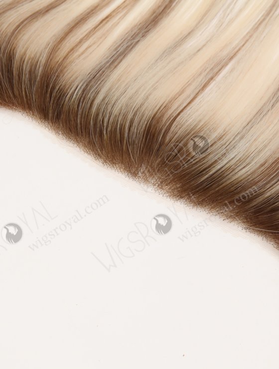 In Stock European Virgin Hair 16" Straight T9/60# With 9# Highlights Color Hairline Topper SHT-004-32666