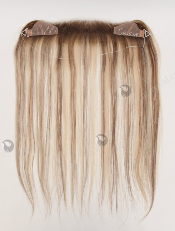 In Stock European Virgin Hair 16" Straight T9/60# With 9# Highlights Color Hairline Topper SHT-004-32670