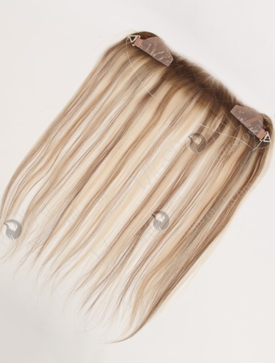 In Stock European Virgin Hair 16" Straight T9/60# With 9# Highlights Color Hairline Topper SHT-004-32671