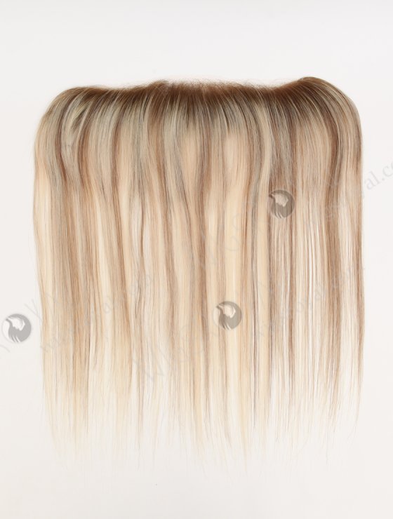 In Stock European Virgin Hair 12" Straight T9/60# With 9# Highlights Color Hairline Topper SHT-003-32644