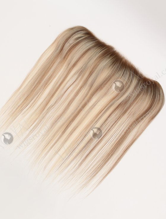 In Stock European Virgin Hair 12" Straight T9/60# With 9# Highlights Color Hairline Topper SHT-003-32645