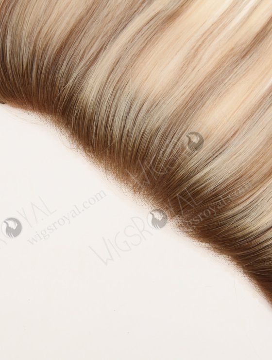 In Stock European Virgin Hair 12" Straight T9/60# With 9# Highlights Color Hairline Topper SHT-003-32646