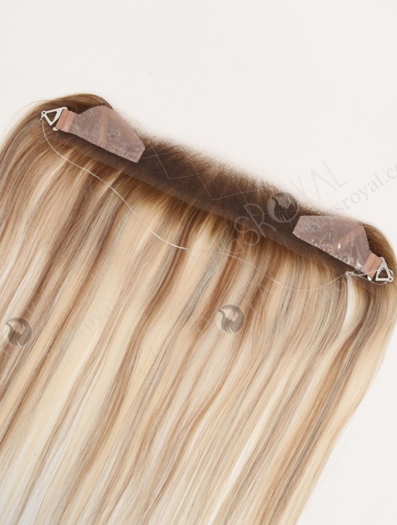 In Stock European Virgin Hair 12" Straight T9/60# With 9# Highlights Color Hairline Topper SHT-003-32648