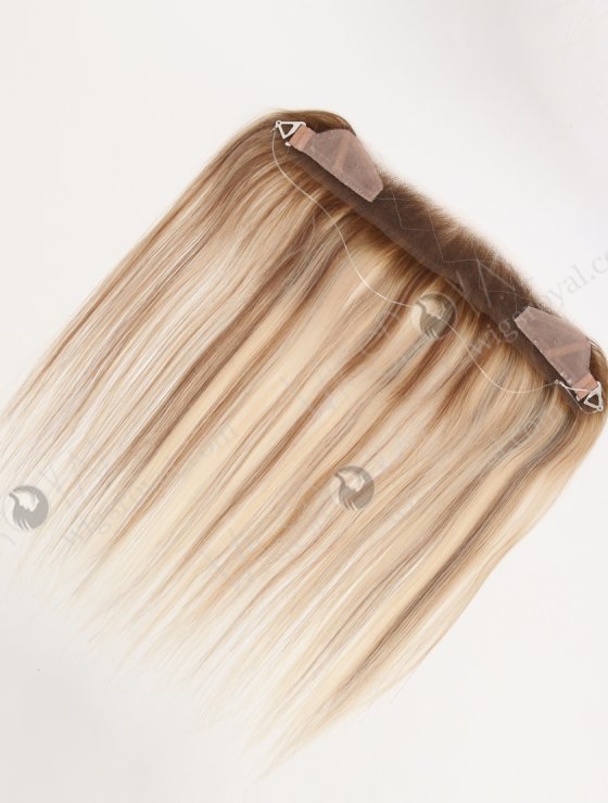 In Stock European Virgin Hair 12" Straight T9/60# With 9# Highlights Color Hairline Topper SHT-003-32650