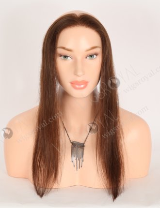 In Stock European Virgin Hair 16" Straight 4# Color Hairline Topper SHT-002