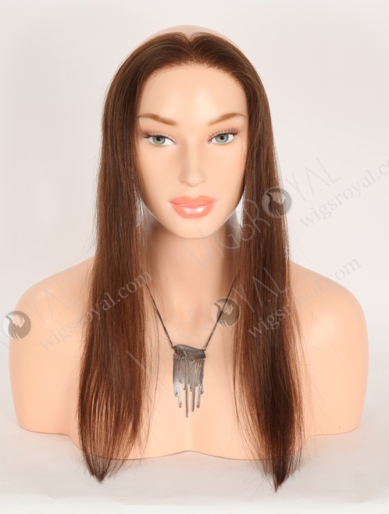 In Stock European Virgin Hair 16" Straight 4# Color Hairline Topper SHT-002