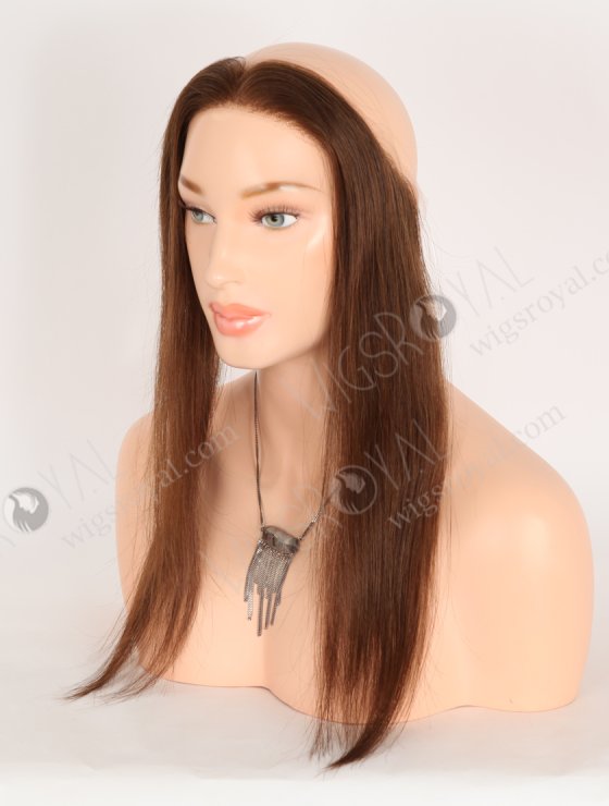 In Stock European Virgin Hair 16" Straight 4# Color Hairline Topper SHT-002-32615