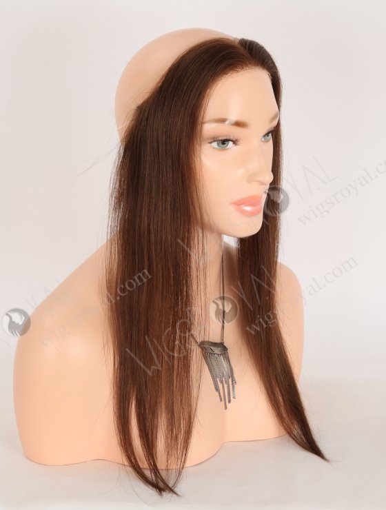 In Stock European Virgin Hair 16" Straight 4# Color Hairline Topper SHT-002-32622
