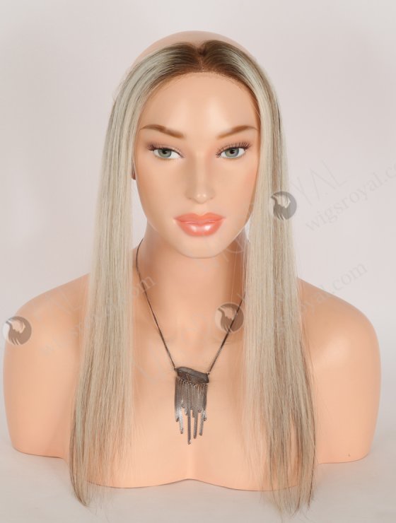 In Stock European Virgin Hair 16" Straight T9/60# With 9# Highlights Color Hairline Topper SHT-004-32654