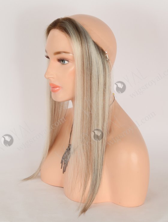 In Stock European Virgin Hair 16" Straight T9/60# With 9# Highlights Color Hairline Topper SHT-004-32657