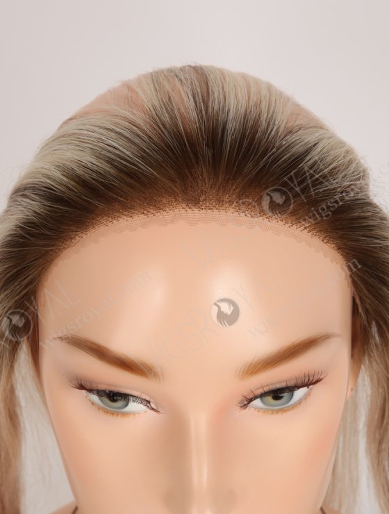 In Stock European Virgin Hair 16" Straight T9/60# With 9# Highlights Color Hairline Topper SHT-004-32659