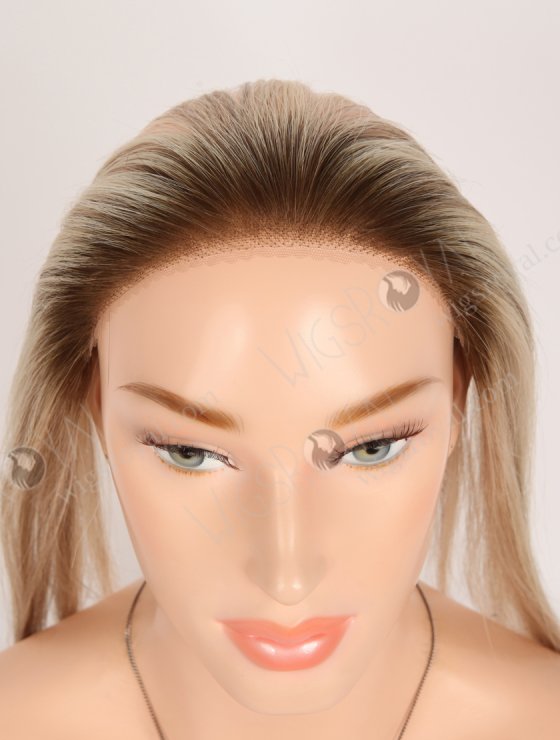 In Stock European Virgin Hair 12" Straight T9/60# With 9# Highlights Color Hairline Topper SHT-003-32639