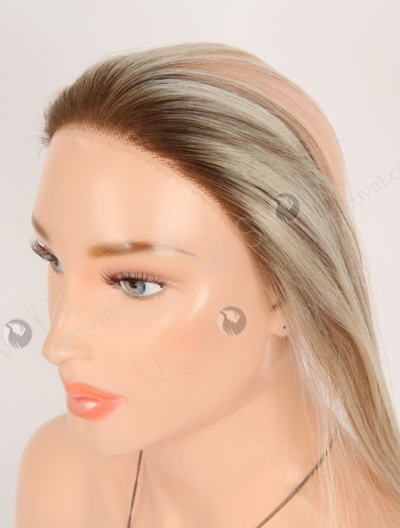 In Stock European Virgin Hair 12" Straight T9/60# With 9# Highlights Color Hairline Topper SHT-003-32640