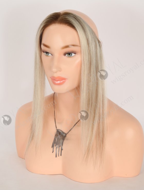 In Stock European Virgin Hair 12" Straight T9/60# With 9# Highlights Color Hairline Topper SHT-003-32634