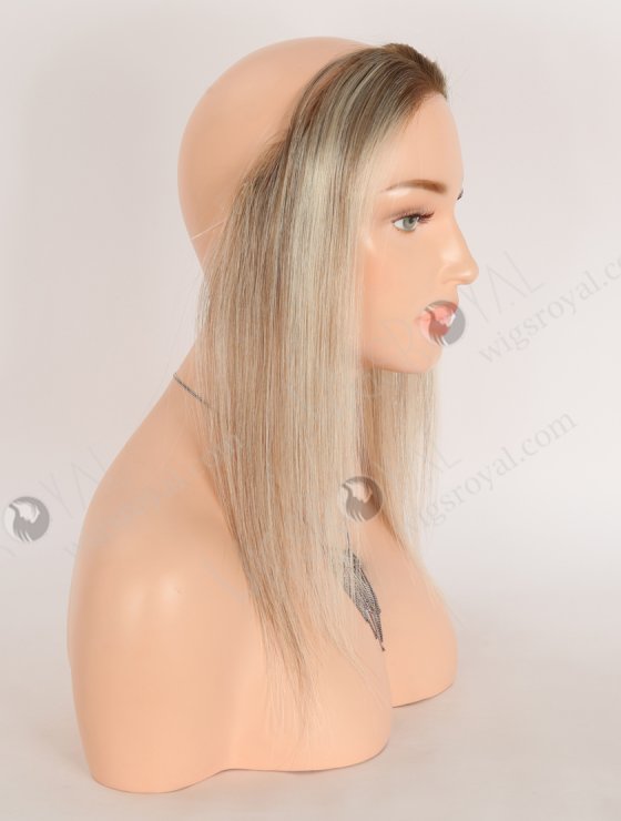 In Stock European Virgin Hair 12" Straight T9/60# With 9# Highlights Color Hairline Topper SHT-003-32636