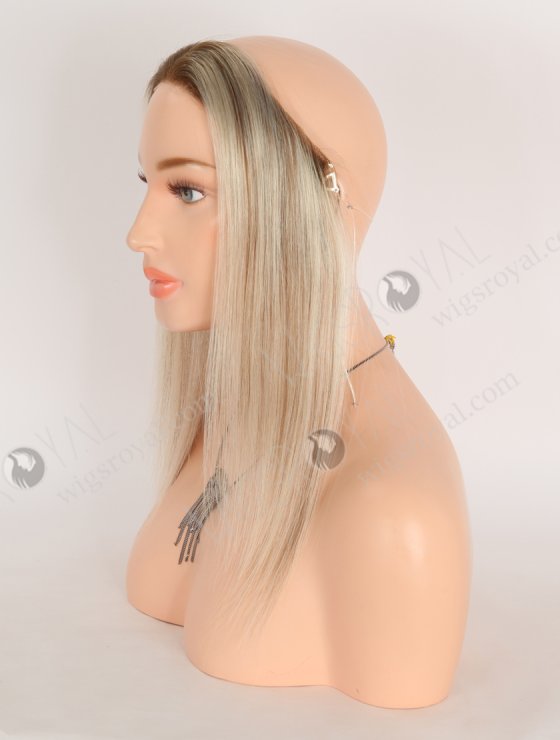 In Stock European Virgin Hair 12" Straight T9/60# With 9# Highlights Color Hairline Topper SHT-003-32635