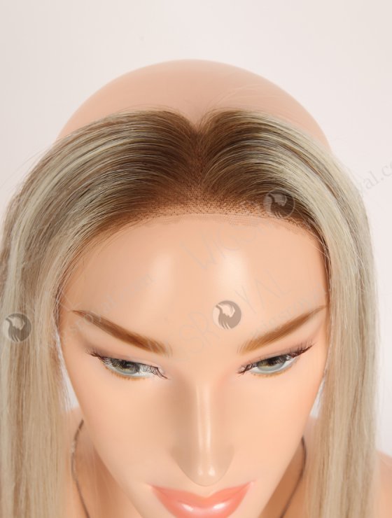 In Stock European Virgin Hair 12" Straight T9/60# With 9# Highlights Color Hairline Topper SHT-003-32638