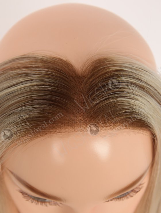 In Stock European Virgin Hair 12" Straight T9/60# With 9# Highlights Color Hairline Topper SHT-003-32637