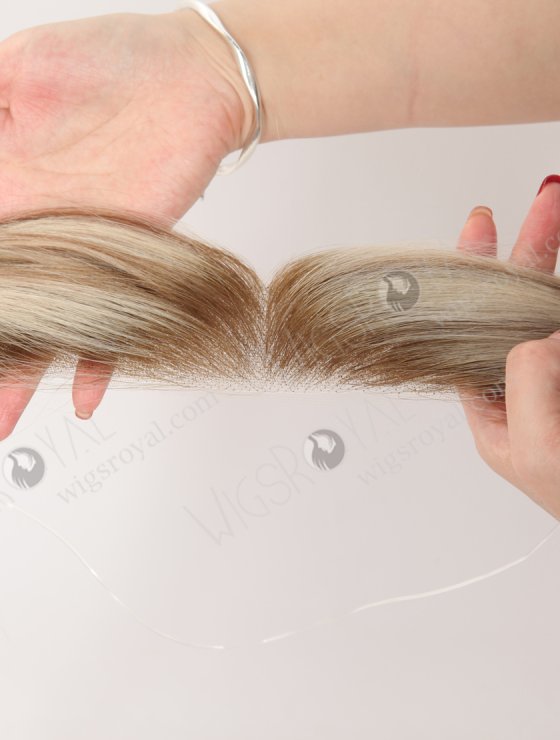 In Stock European Virgin Hair 12" Straight T9/60# With 9# Highlights Color Hairline Topper SHT-003-32643