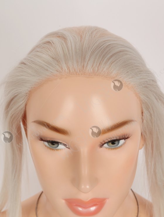 In Stock European Virgin Hair 12" Straight Platinum Gray Color Hairline Topper SHT-022-32919