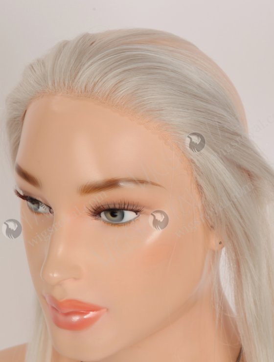 In Stock European Virgin Hair 12" Straight Platinum Gray Color Hairline Topper SHT-022-32920