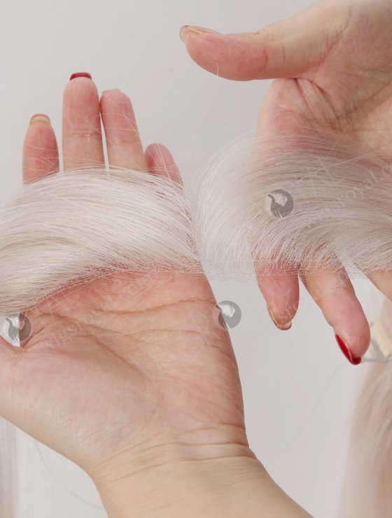 In Stock European Virgin Hair 16" Straight White Color Hairline Topper SHT-024-32950