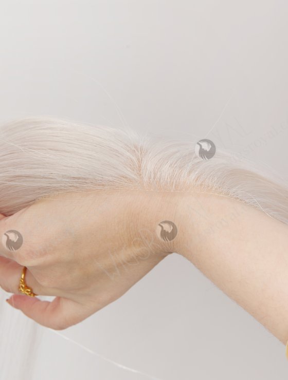 In Stock European Virgin Hair 16" Straight White Color Hairline Topper SHT-024-32952