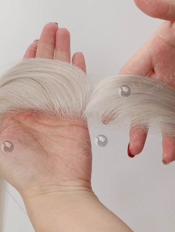In Stock European Virgin Hair 12" Straight Platinum Gray Color Hairline Topper SHT-022-32926