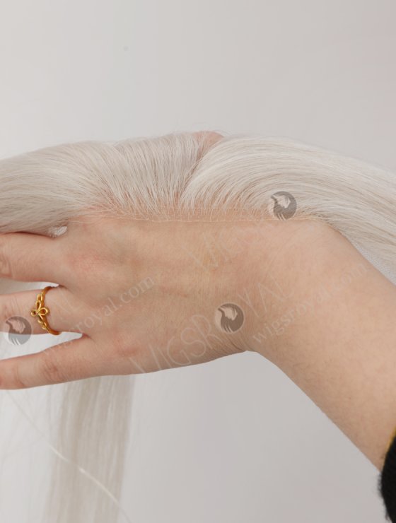 In Stock European Virgin Hair 12" Straight Platinum Gray Color Hairline Topper SHT-022-32928