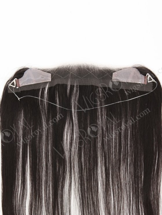 In Stock European Virgin Hair 16" Straight Natural Black Color Hairline Topper SHT-010-32696