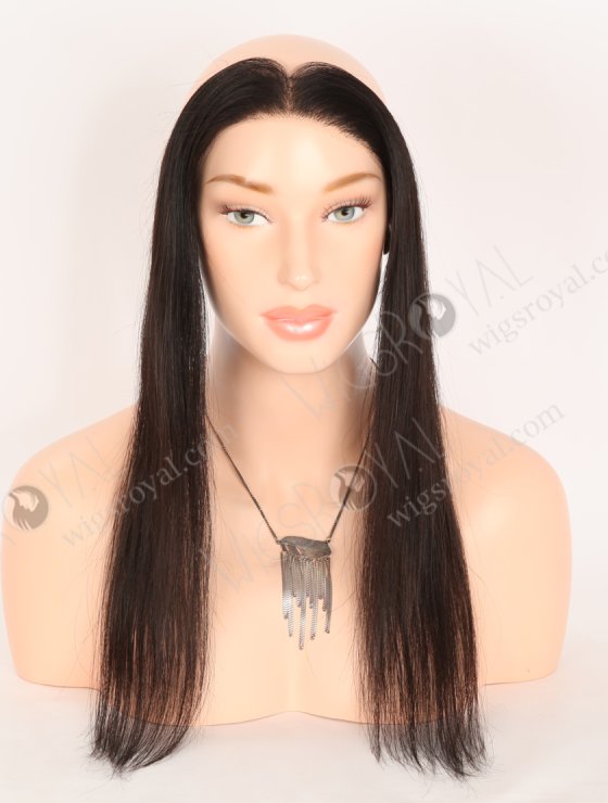 In Stock European Virgin Hair 16" Straight Natural Black Color Hairline Topper SHT-010-32701