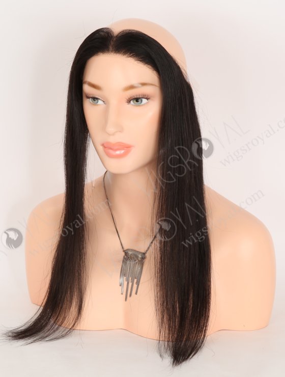 In Stock European Virgin Hair 16" Straight Natural Black Color Hairline Topper SHT-010-32703